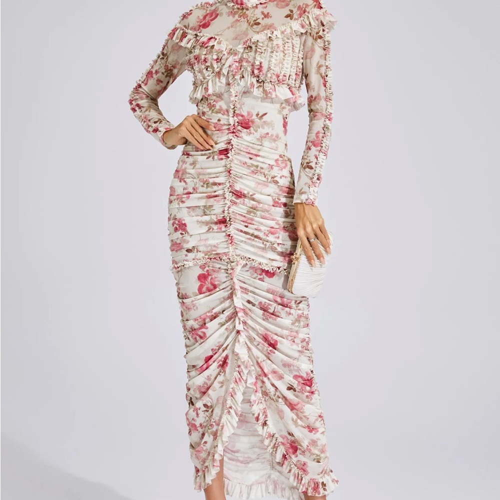 Chic Floral Long Sleeve Dress - Picture 4 of 4